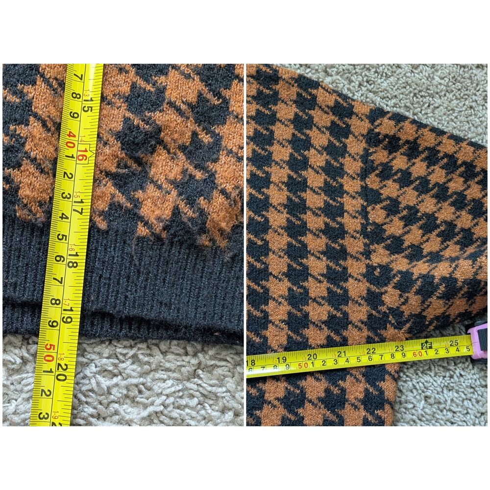 ASTR The Label Crop Sweater Womens M Brown Black Houndstooth Preppy Academia - Picture 5 of 7
